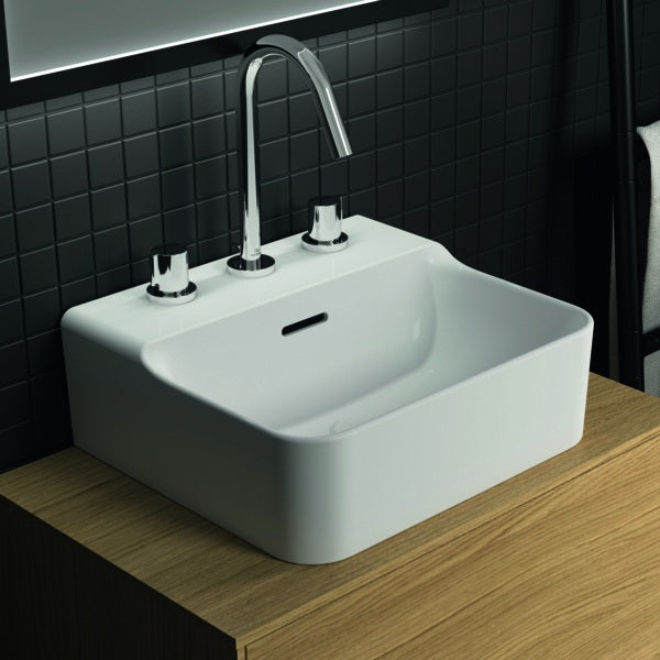 Ideal Standard Handwaschbecken Conca 400x350x165 mm Weiß mit 3 Hahnlöchern und Überlauf
