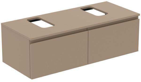 Ideal Standard Finesse Waschtischunterschrank 1202 mm mit 2 Softclose-Auszügen, Greige matt