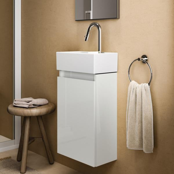 Ideal Standard Eurovit+ Handwaschbeckenunterschrank 354 mm grau glänzend 1 Tür links