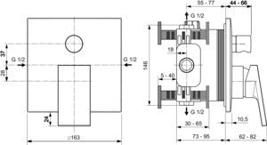 Ideal Standard Extra Unterputz-Badearmatur Chrom mit DICHT-FIX und Keramikkartusche