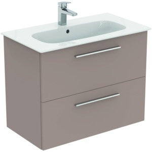 Ideal Standard i.life A Möbelpaket mit Waschtisch 80 cm und Unterschrank, Weiß matt, Chrom Griff
