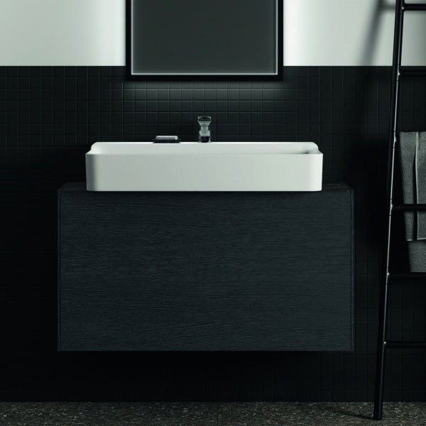 Ideal Standard Waschtischplatte Conca aus Keramik 1002x373x6 mm in Marmor Noir Desir
