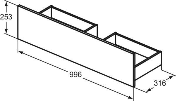 Ideal Standard Eurovit+ obere Schublade 100 cm Hochglanz grau lackiert