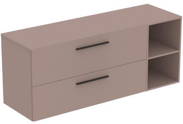 Ideal Standard i.life B Möbel-Set 160 cm mit 2 Auszügen und 2 offenen Fächern in Schwarz Weiß Matt