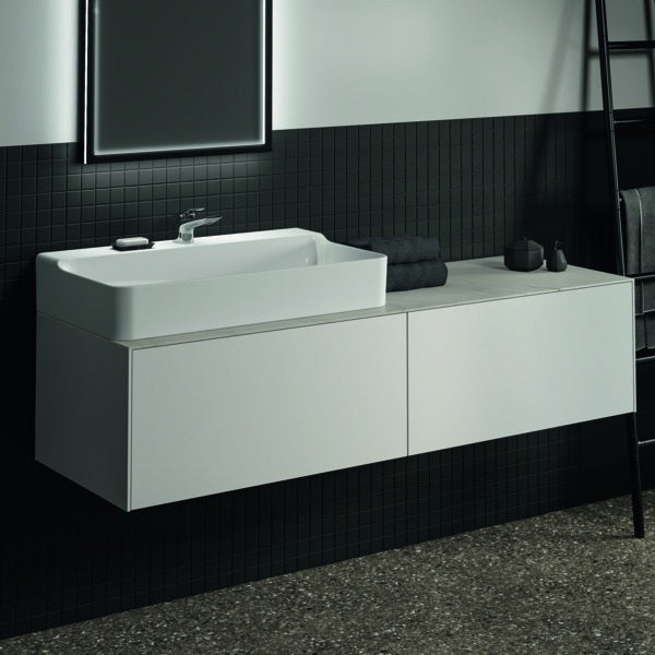 Ideal Standard Waschtischplatte Conca aus Keramik, 1587x505x6 mm, Pietra Grau – Feinsteinzeug, Design Roberto Palomba
