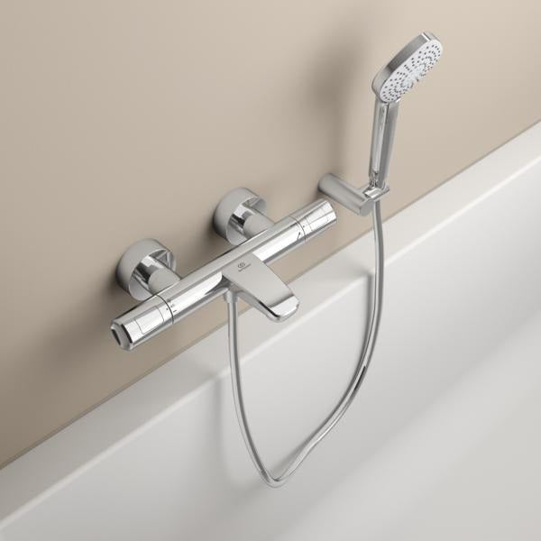 Ideal Standard Badethermostat AP Ceratherm T100, Ausladung 161 mm, Chrom – mit Verbrühschutz