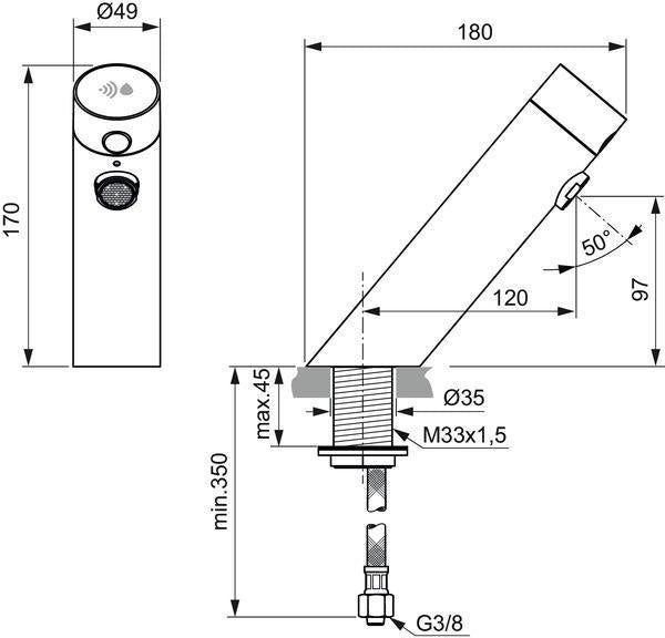 Ideal Standard Sensorflow Sensor-Waschtischarmatur 120 mm Batteriebetrieb Chrom