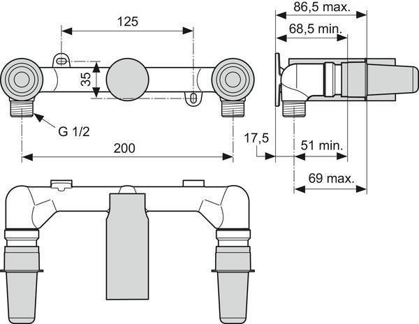 Ideal Standard UP-Bausatz 1 Unterputz für Zweigriff-Wand-Waschtischarmatur