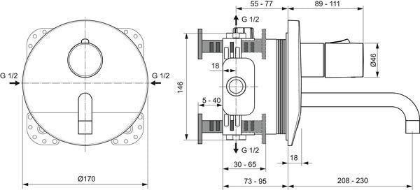 Ideal Standard Ceraplus Sensor-Wand-Waschtischarmatur mit Thermostat, Batteriebetrieb, Chrom