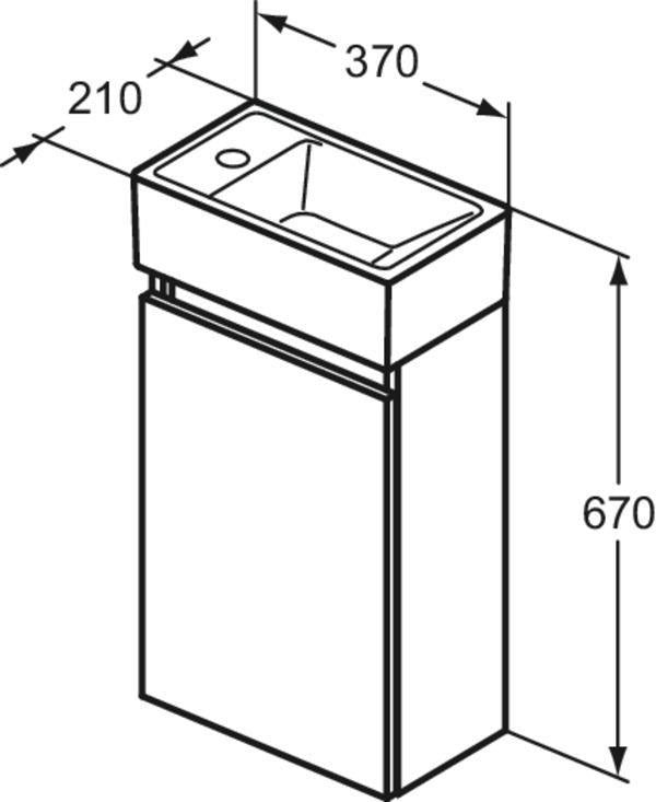 Ideal Standard Eurovit+ Möbelpaket – Handwaschbecken 37 cm & Unterschrank 36 cm mit Tür, Hochglanz grau