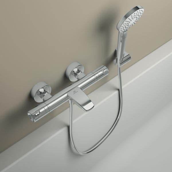 Ideal Standard Badethermostat AP Ceratherm T50 mit Handbrauseset Chrom – Thermostatische Wandarmatur