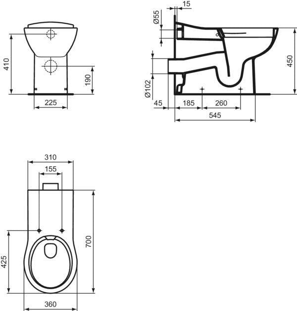 Ideal Standard Contour 21+ Standtiefspül-WC ohne Spülrand SmartGuard+ Weiß