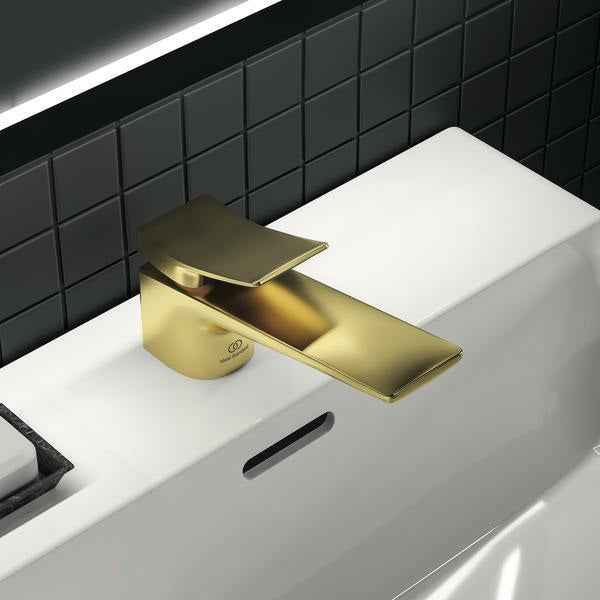 Ideal Standard Conca Waschtischarmatur Brushed Gold, 132 mm Auslauf, ohne Ablaufgarnitur
