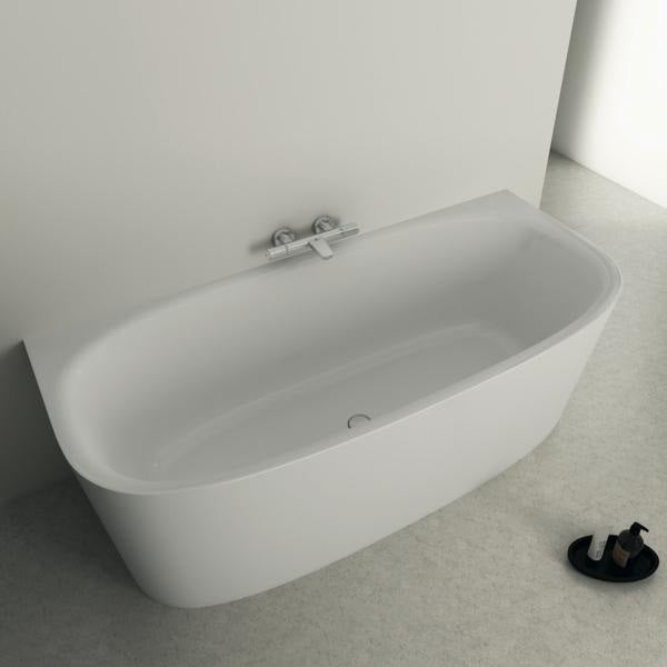 Ideal Standard D-Form-Badewanne Dea 1800x800mm mit Ablauf und Schürze, Weiß