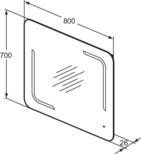 IDEAL STANDARD Mirror&Light Wandspiegel mit LED-Beleuchtung, 600x700 mm, Antibeschlagfunktion
