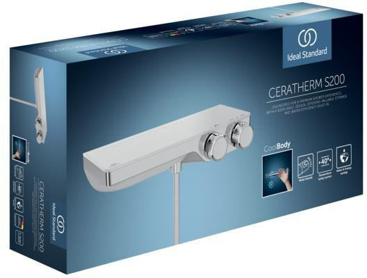 Ideal Standard Brausethermostat AP Ceratherm S200 mit Ablage Chrom – wandmontiert, druckausgleichend