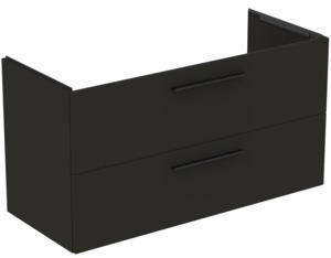 Ideal Standard i.life B Möbel-Set 160 cm mit 2 Auszügen und 2 offenen Fächern in Schwarz Weiß Matt