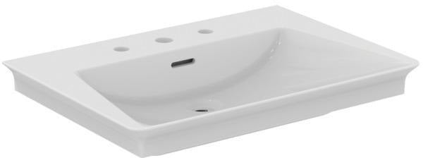 Ideal Standard Möbelwaschtisch La Dolce Vita 660 mm, 3 Hahnlöcher, mit Überlauf, Weiß