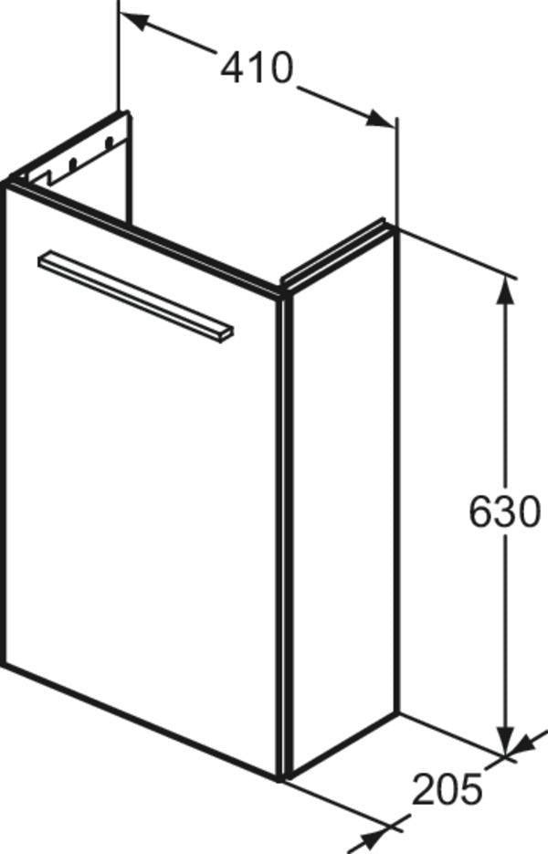 IDEAL STANDARD i.life S Unterschrank 410 mm Weiß Matt – 1 Tür, Softclose, wandhängend
