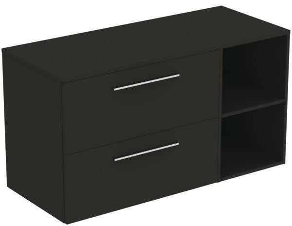 Ideal Standard i.life B Möbel-Set 120 cm – 2 Auszüge, 2 offene Fächer, Chrom/Weiß matt