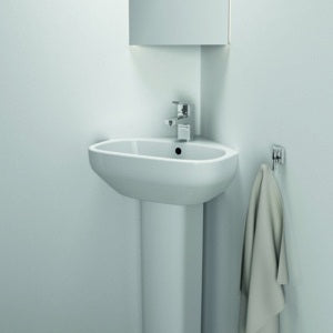 IDEAL STANDARD Eck-Waschtisch i.life A 450x410mm Weiß – 1 Hahnloch, mit Überlauf