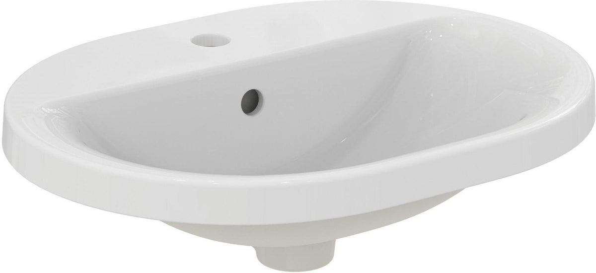 IDEAL STANDARD Einbauwaschtisch CONNECT oval 480 mm weiß mit Hahnloch