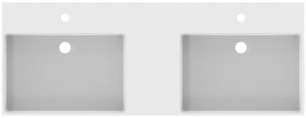 Ideal Standard Doppel-Waschtisch Extra 1215 mm, 2x 1 Hahnloch, mit Überlauf, Weiß