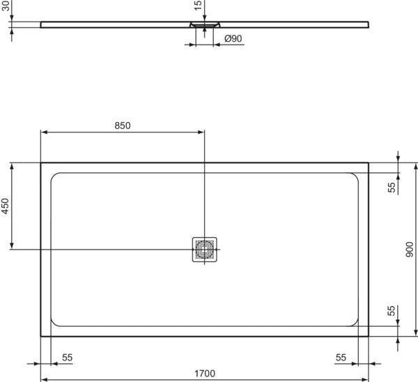 Ideal Standard Rechteck-Brausewanne Ultra Flat S+ 1700x900mm Mineralguss Weiß