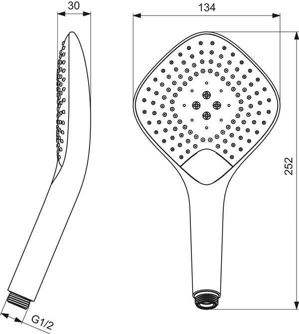 IDEAL STANDARD Idealrain Evo Jet Handbrause 3-Funktion Diamond 134 mm Chrom