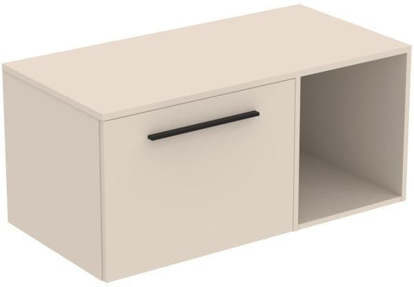 Ideal Standard i.life B Möbel-Set 100 cm – Waschtischunterschrank mit 1 Auszug & offenem Fach, Gr. Schwarz Weiß Matt