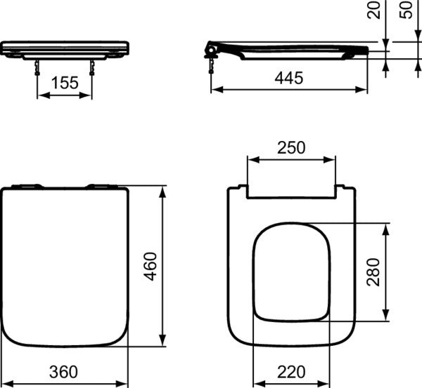 Ideal Standard WC-Sitz Blend Cube Sandwich Softclosing Weiß – Duroplast mit Absenkautomatik