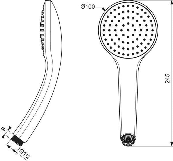 Ideal Standard Idealrain Funktionshandbrause 100 mm Chrom – 1 Strahl mit Antikalksystem