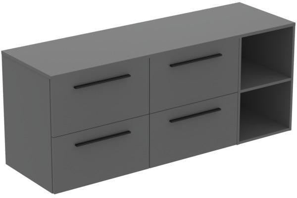 Ideal Standard i.life B Möbel-Set 160 cm – 4 Auszüge, 2 offene Fächer, Gr. Schwarz Weiß matt