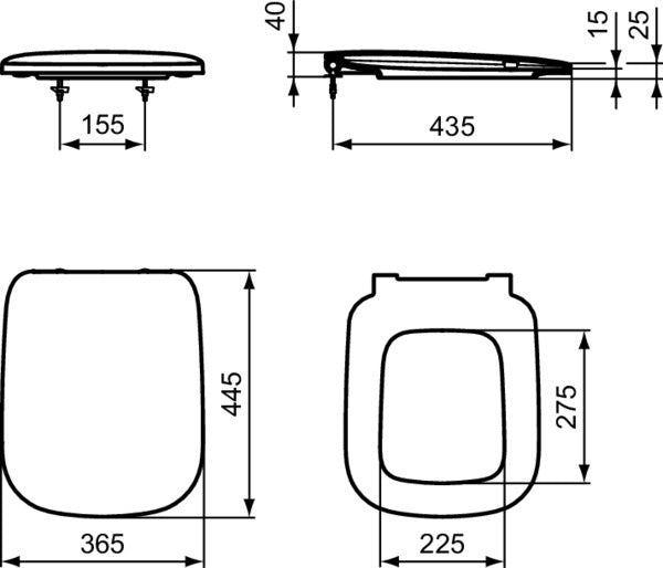 Ideal Standard WC-Sitz mit Softclosing-Scharnier und Sitzpuffer in Weiß