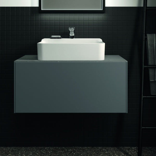 Ideal Standard Waschtischplatte Conca aus Keramik 802x505x6mm in Marmor Noir Desir