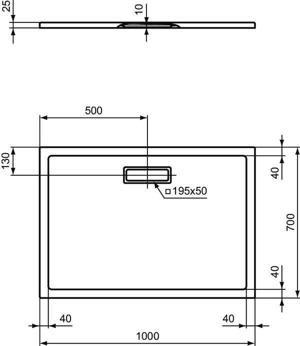 Ideal Standard Ultra Flat New Rechteck-Brausewanne 1000x700x25 mm Weiß – Bodenebener Einbau