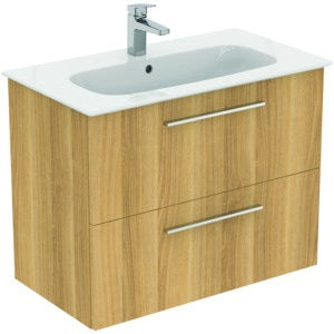 Ideal Standard i.life A Möbelpaket mit Waschtisch 80 cm und Unterschrank, Weiß matt, Chrom Griff