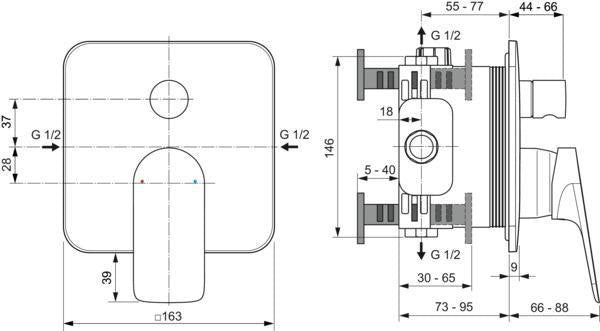 IDEAL STANDARD Ceralife C Badearmatur Unterputz Chrom – Wannenfüll-Einhandhebelmischer
