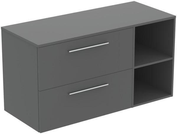 Ideal Standard i.life B Möbel-Set 120 cm – 2 Auszüge, 2 offene Fächer, Chrom/Weiß matt