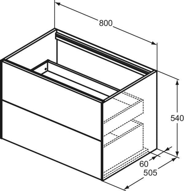 IDEAL STANDARD Conca Waschtischunterschrank 800 mm, 2 Auszüge, Walnuss Dunkel, wandhängend