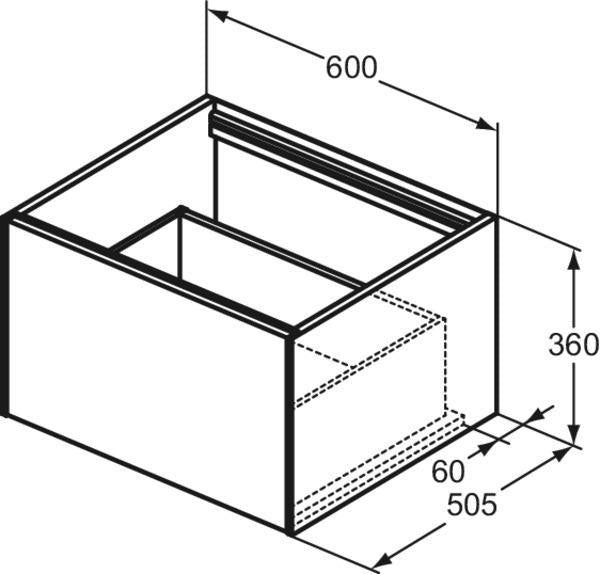 Ideal Standard Conca WT-Unterschrank 600 mm Eiche geflammt, 1 Auszug mit Push-Open