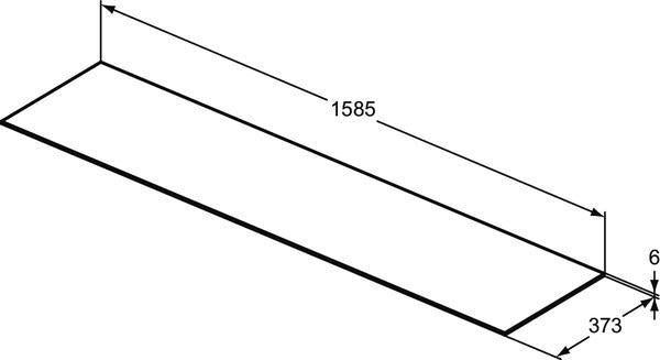 Ideal Standard Waschtischplatte Conca aus Keramik 1587x373x6 mm in Marmor Noir Desir
