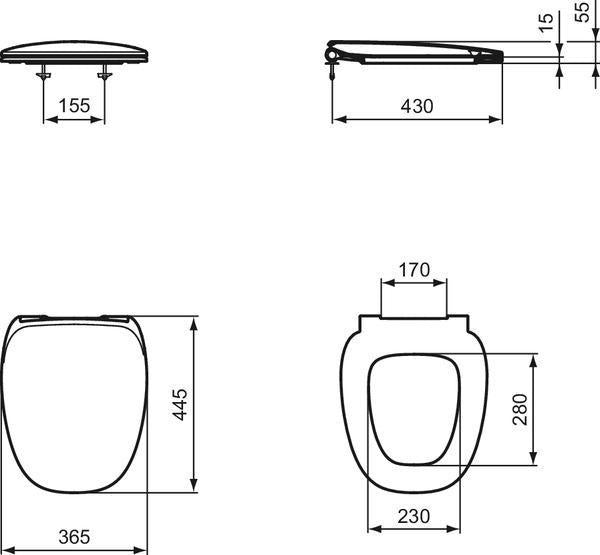 Ideal Standard WC-Sitz Dea Softclosing – Duroplast, Weiß glänzend, Edelstahl-Scharniere