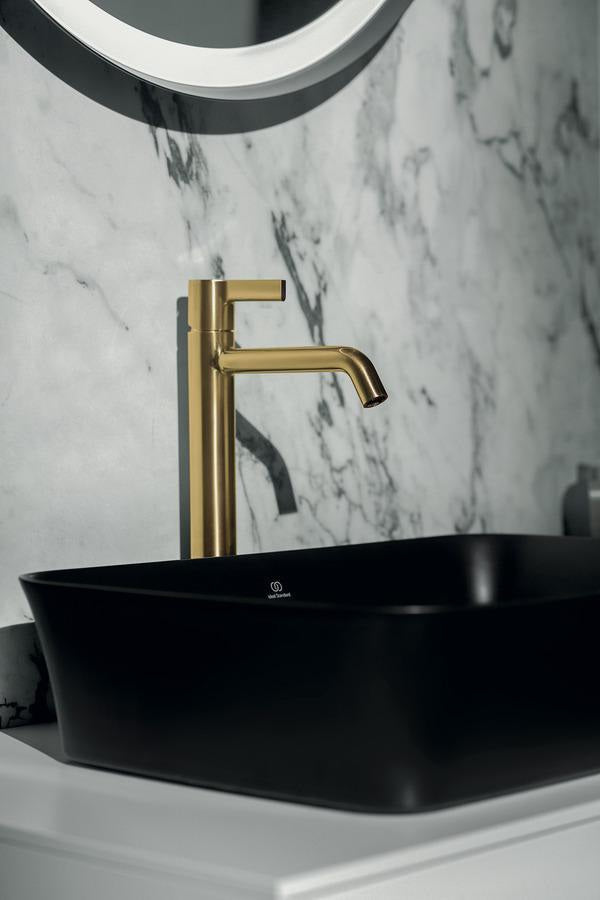 IDEAL STANDARD Joy Waschtischarmatur Brushed Gold mit Ablaufgarnitur 170mm