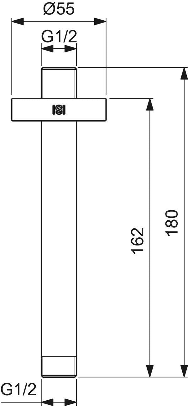 IDEAL STANDARD Idealrain Deckenanschluss 180 mm Chrom – Für Duschkopf, 1/2 Zoll Außengewinde