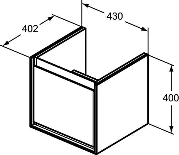 Ideal Standard Connect Air Waschtischunterschrank 430 mm, 1 Auszug, Weiß glänzend/matt