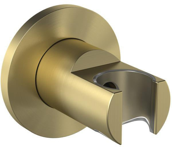 Ideal Standard Idealrain Atelier Brausehalter mit runder Rosette in Brushed Gold – Wandmontage