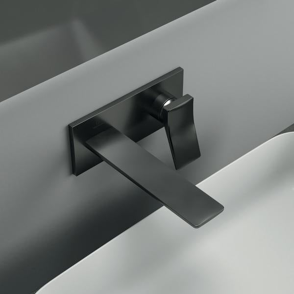 Ideal Standard Conca Wand-Waschtischarmatur BS2 in Brushed Gold, 180 mm Ausladung, eckige Rosette