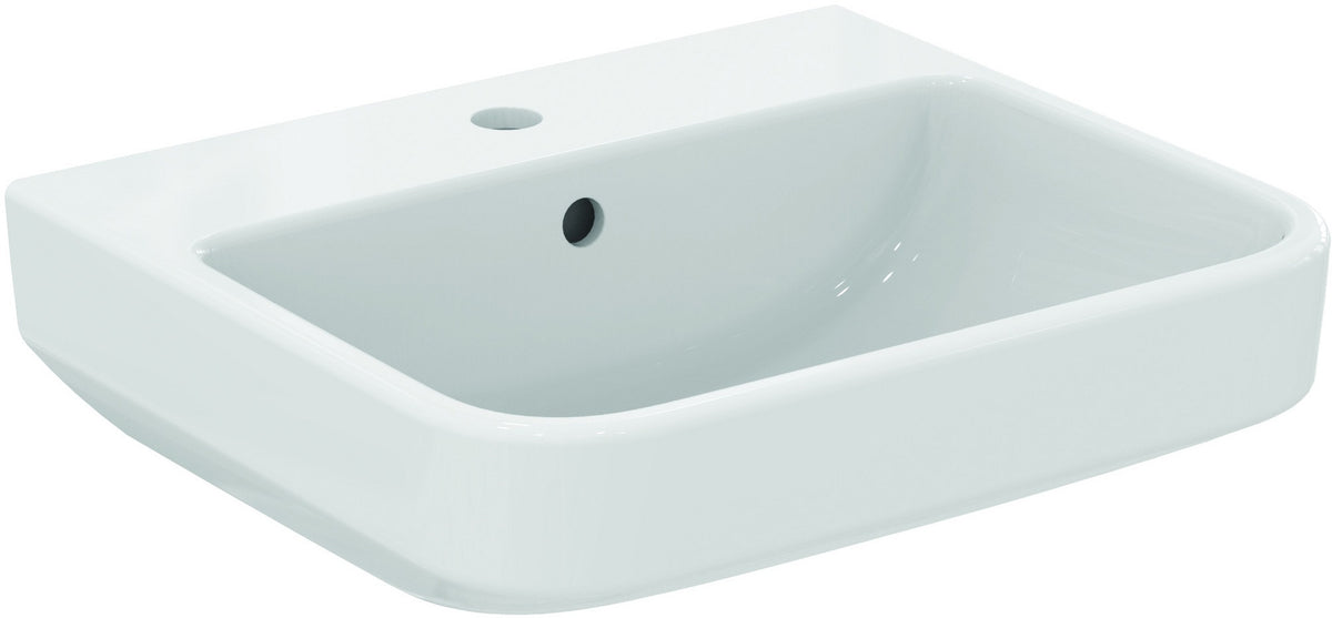 Ideal Standard i.life B Waschtisch 500x440mm Weiß mit IdealPlus Beschichtung – 1 Hahnloch, Überlauf, hängend