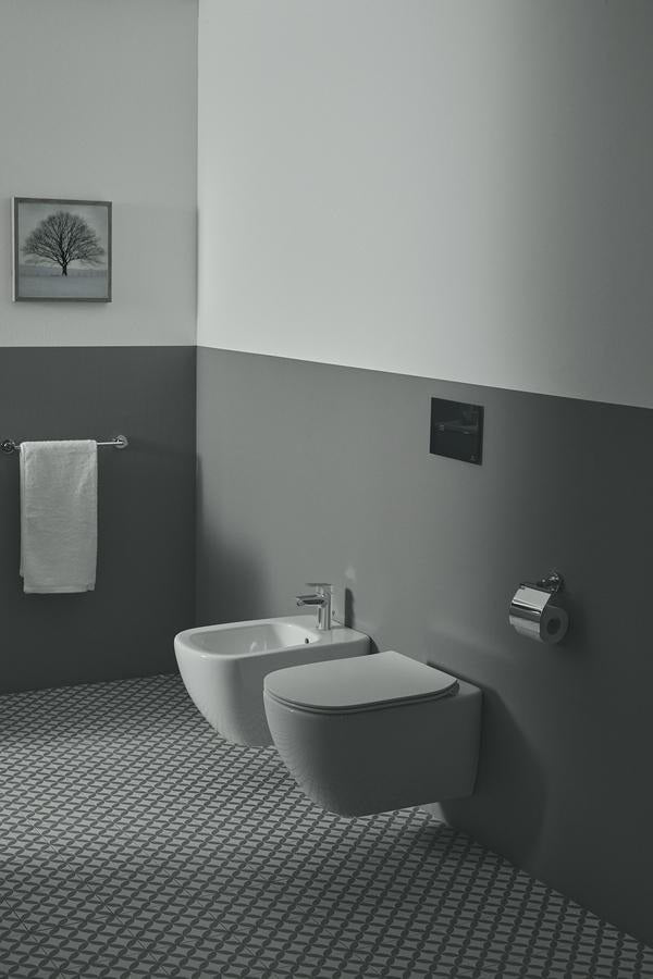 Ideal Standard Bidetarmatur Tesi Chrom 95 mm mit Ablaufgarnitur und Heißwasser-Sparfunktion